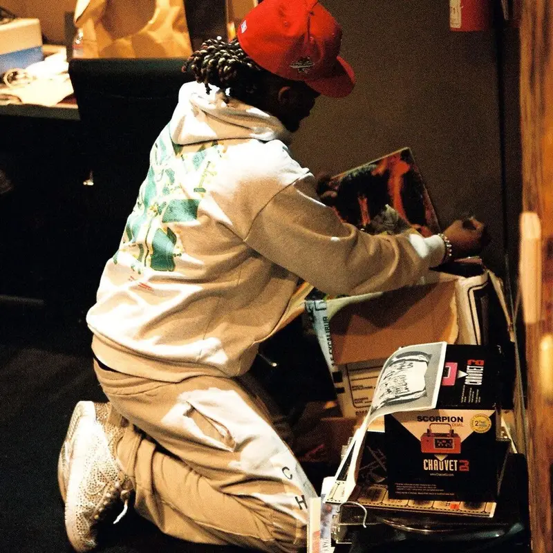 Metro Boomin outfit in Nike, 4Rmgallery, and Cactus Plant Flea Market, 2021