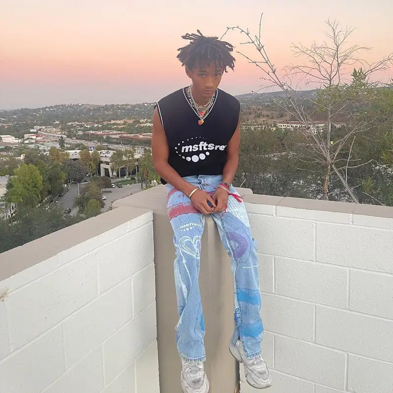 Jaden Smith outfit in MSFTSrep, New Balance, and Jaden Smith Merch, 2021