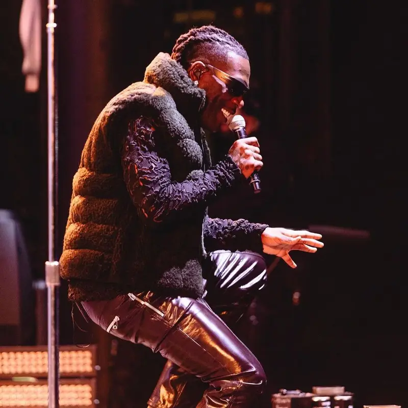 Burna Boy outfit in Rick Owens and Bottega Veneta, 2021