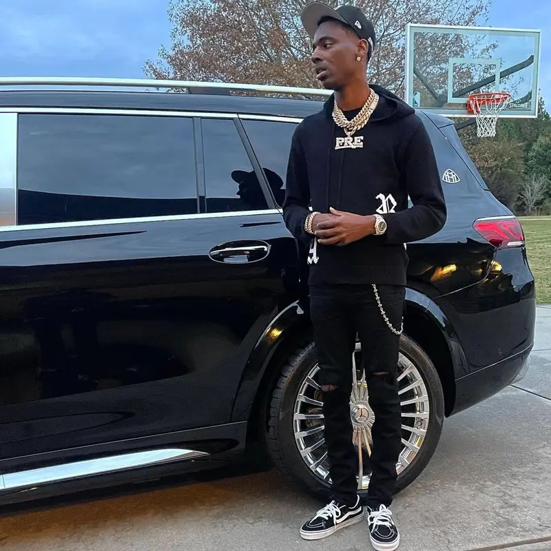 Young Dolph outfit in Rta, Amiri, and New Era, 2021