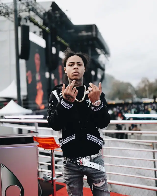 Kay Flock outfit in Amiri, Playboy, and Louis Vuitton, 2021
