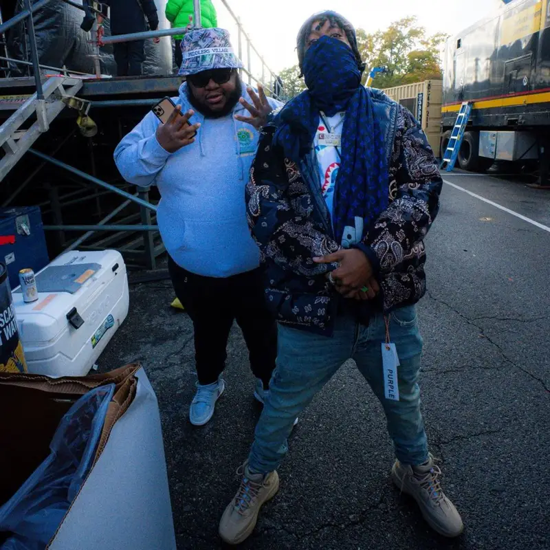 YN Jay outfit in Moncler, Bape, and Louis Vuitton, 2021