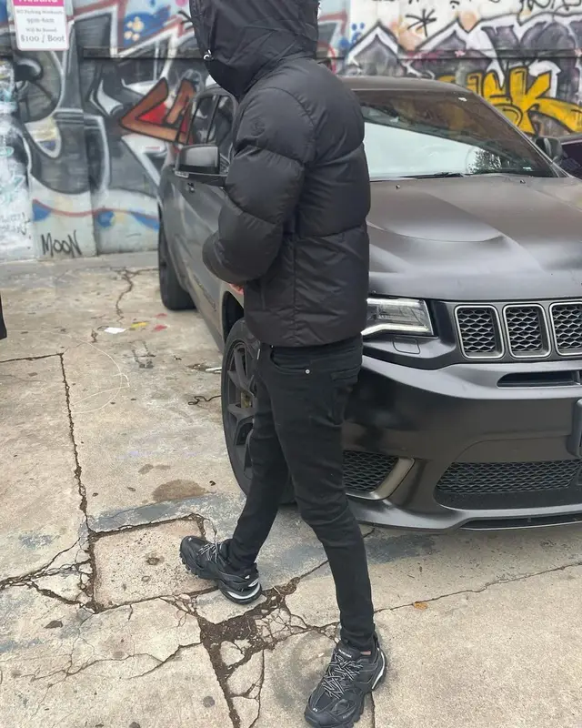 Nardo Wick outfit in Represent, Balenciaga, and Moncler, 2021