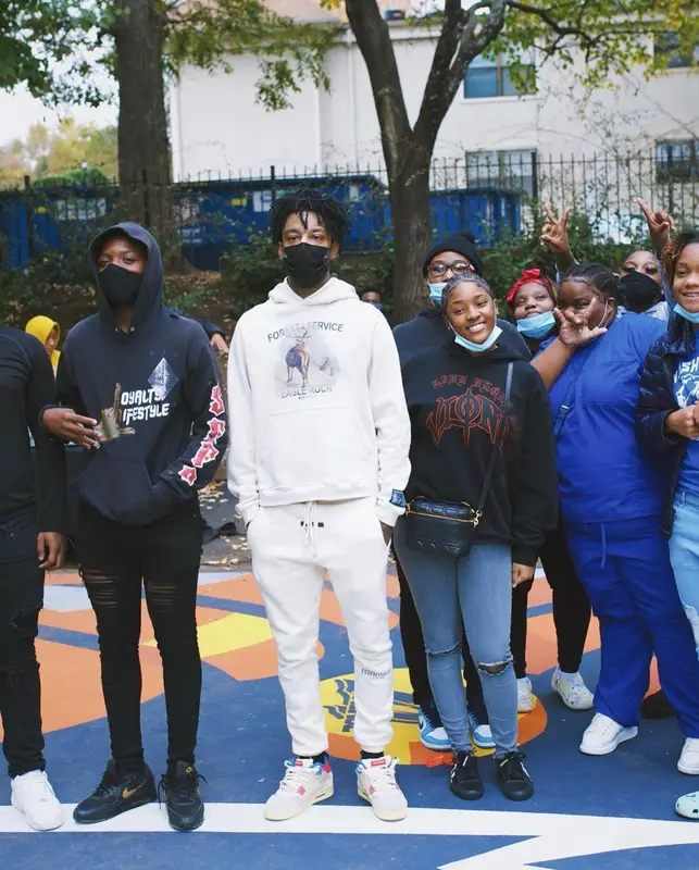 21 Savage outfit in Reese Cooper, NBA, and Spalding, 2021