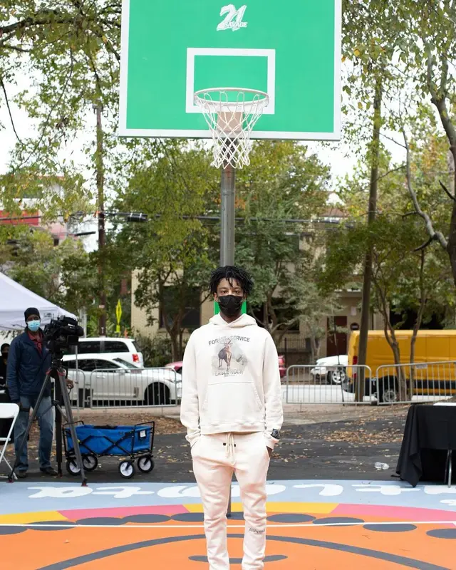 21 Savage outfit in Reese Cooper, NBA, and Spalding, 2021