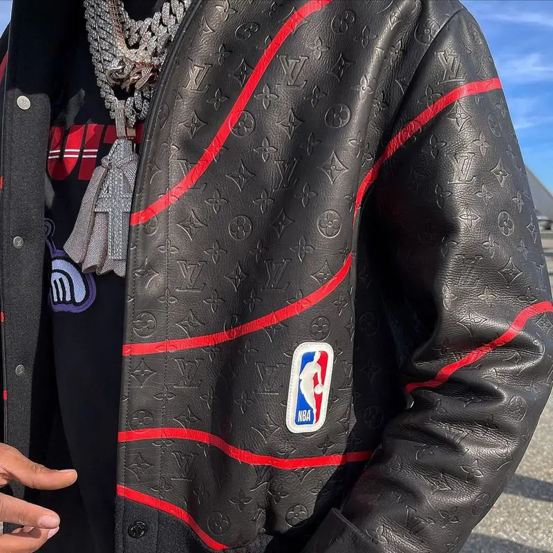 Lil Baby outfit in Louis Vuitton, Amiri, and NBA, 2021