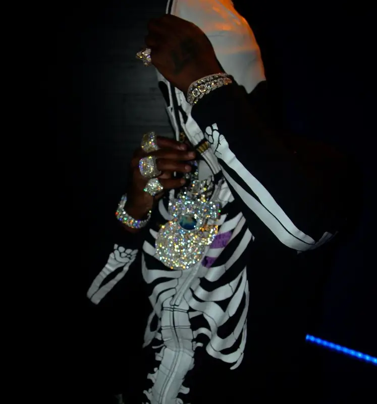 EST Gee outfit in Lifted Research Group, Amiri, and Balenciaga, 2021