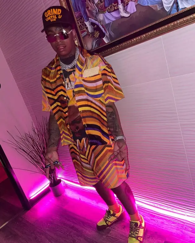 Lil Gotit outfit in Cartier, Guud Lukin, and Gucci, 2021