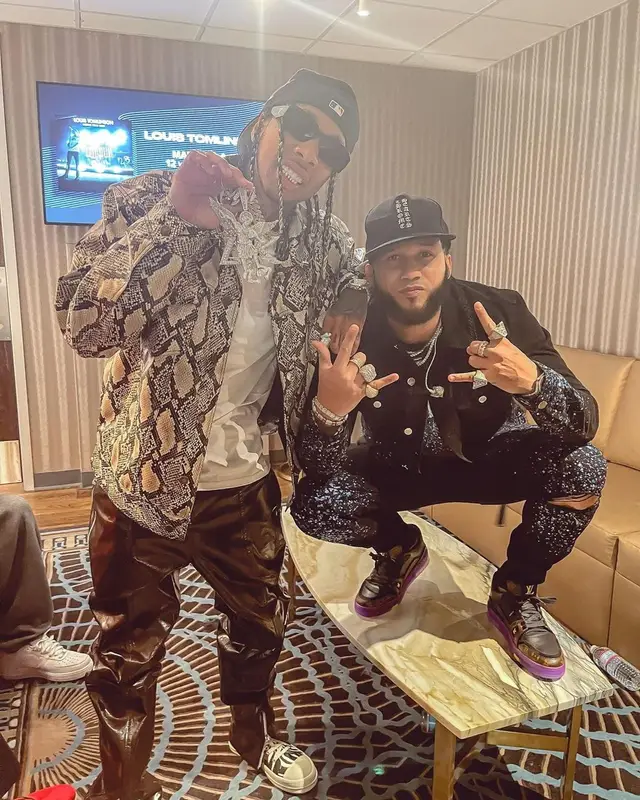 Tyga outfit in Bottega Veneta, Rick Owens, and Prada, 2021
