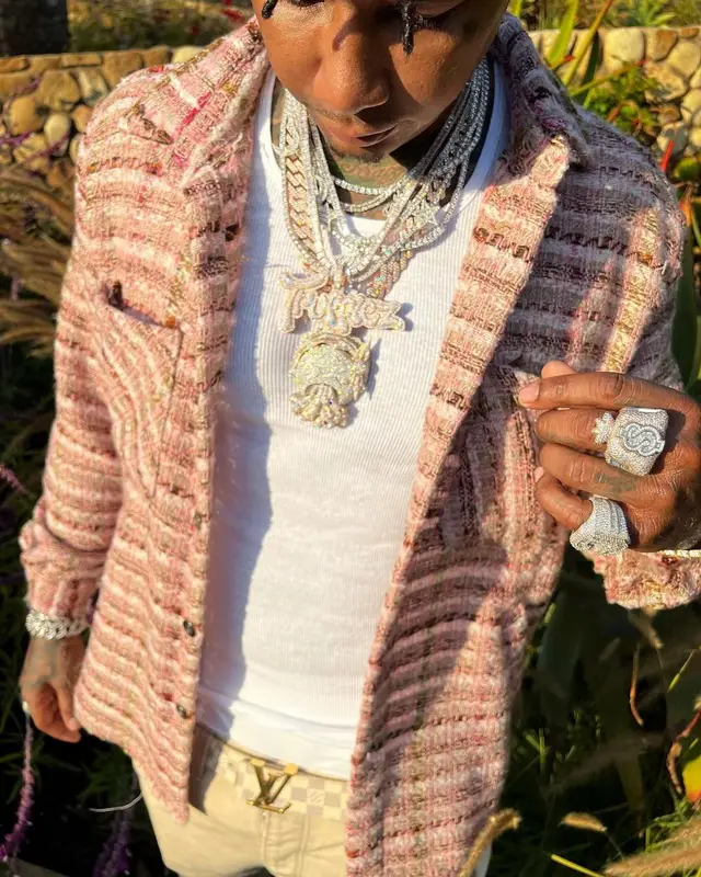 Moneybagg Yo outfit in EPTM, Louis Vuitton, and Audemars Piguet, 2021