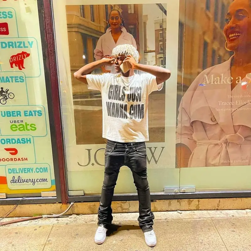 Ken Carson outfit in 1lilpsycho, Rick Owens, and Nike, 2021