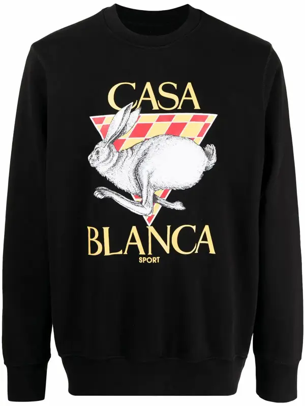 Casablanca Logo-Print Crew-Neck Black Sweatshirt $330