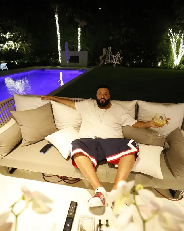 DJ Khaled outfit in Ralph Lauren, Nike, and Paris Saint-Germain, 2021