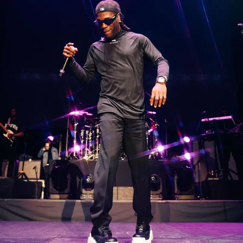 Burna Boy outfit in Balenciaga and New Era, 2021