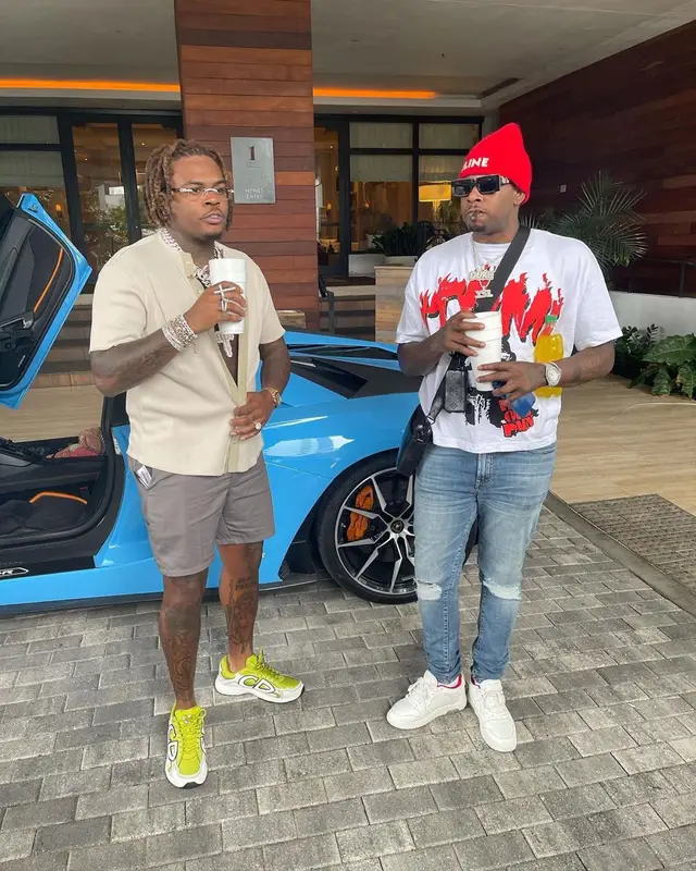 Lil Duke outfit in Off-White, Louis Vuitton, and Celine, 2021