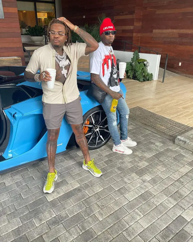 Lil Duke outfit in Off-White, Louis Vuitton, and Celine, 2021