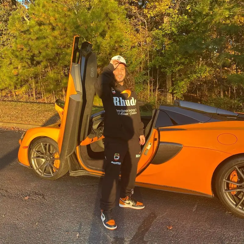 Russ outfit in Rhude, Nike, and Daniel Ricciardo Merch, 2021