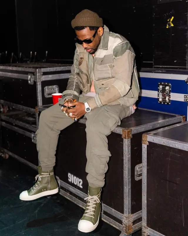 Fabolous outfit in Jon Stan, Off-White, and Balenciaga, 2021