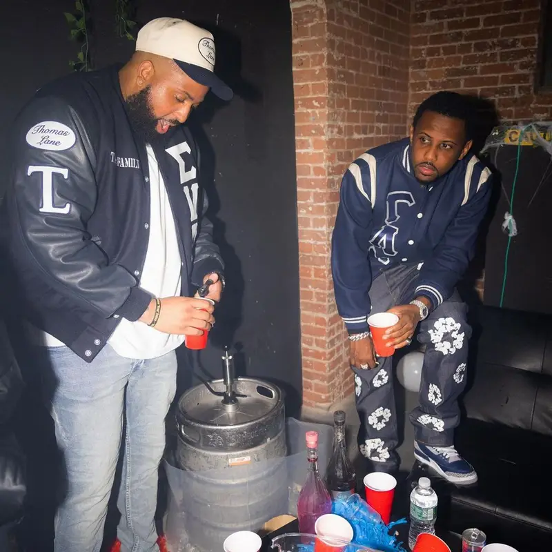 Fabolous outfit in Levi’s, Jordan, and Denim Tears, 2021