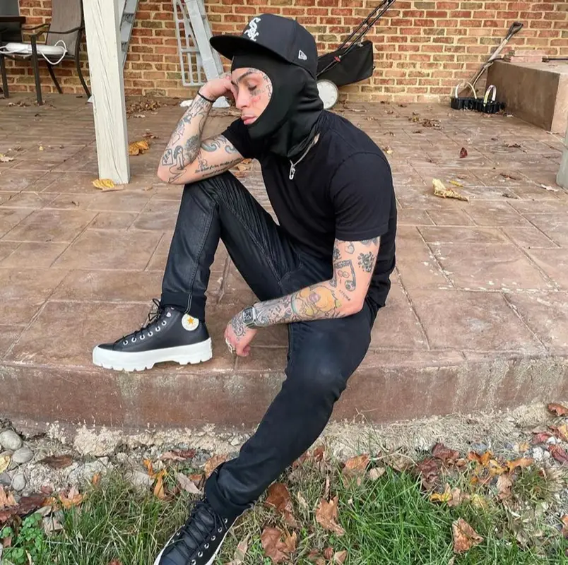 Lil Skies outfit in Rick Owens, Converse, and New Era, 2021