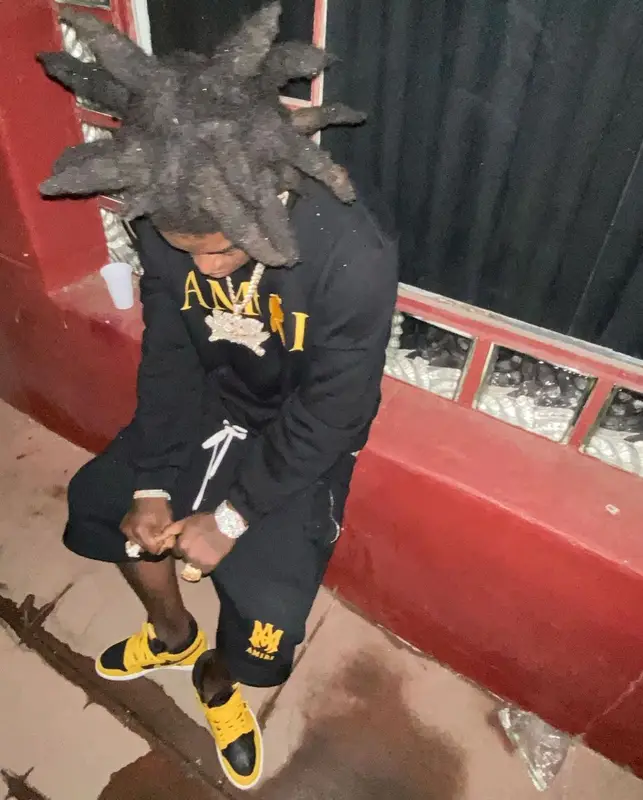Kodak Black outfit in Amiri, Nike, and Playboy, 2021