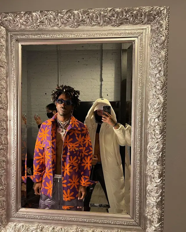 Saint JHN outfit in Jacquemus, Miu Miu, and Balenciaga, 2021