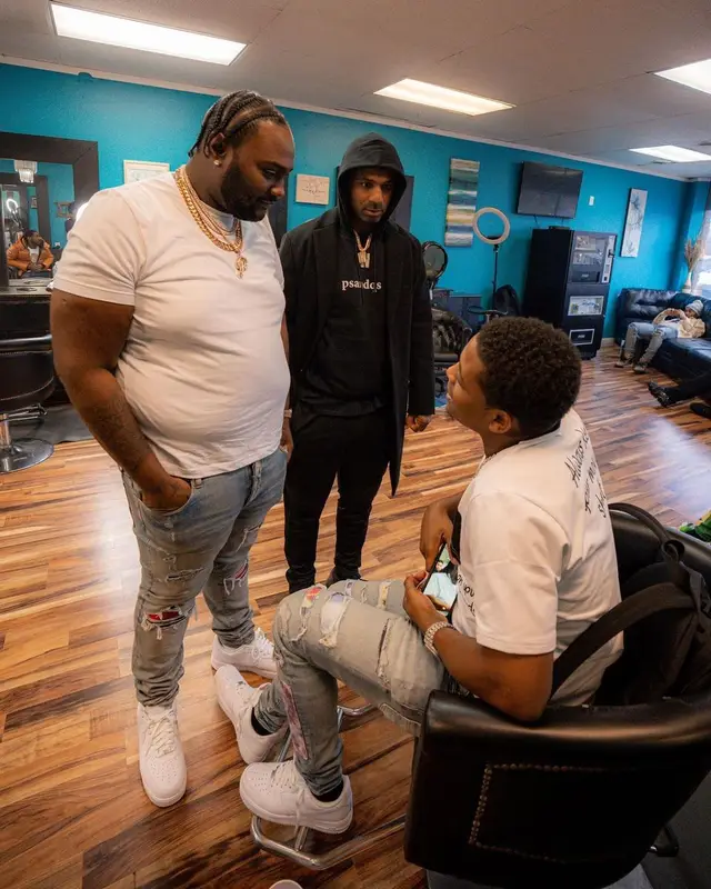 Peezy outfit in Hanes, Amiri, and Nike, 2021