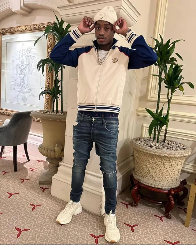 Lil Tjay outfit in Gucci and Amiri, 2021