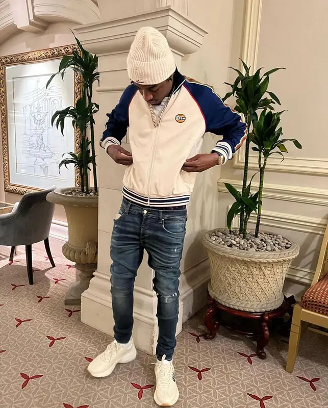 Lil Tjay outfit in Gucci and Amiri, 2021