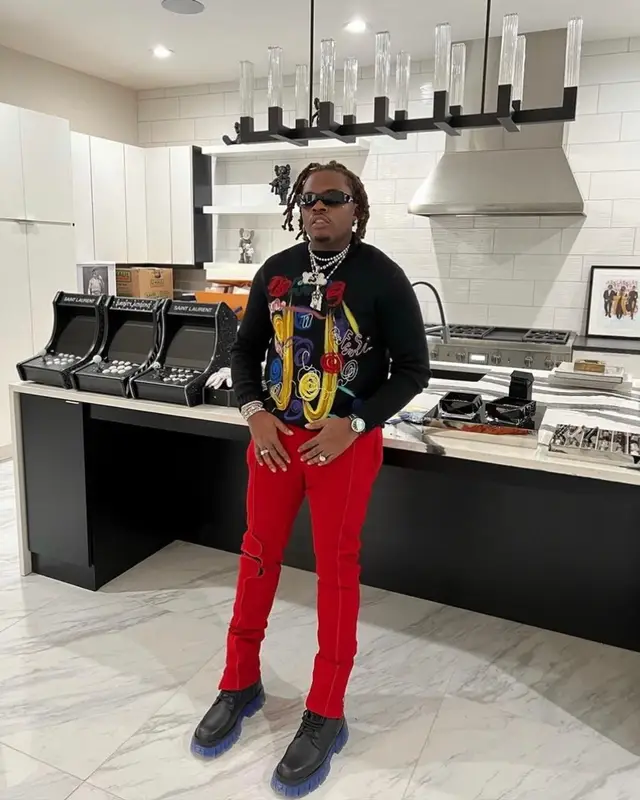 Gunna outfit in Fendi, Chrome Hearts, and Rick Owens, 2021