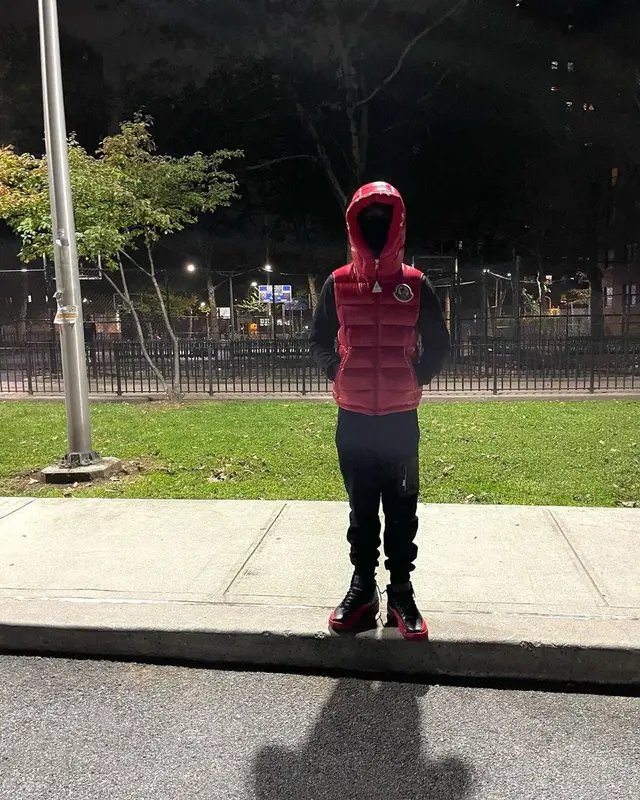 Bouba Savage outfit in Jordan and Moncler, 2021