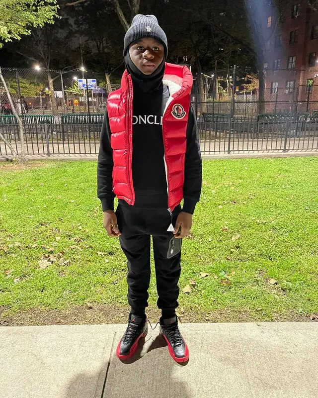 Bouba Savage outfit in Jordan and Moncler, 2021