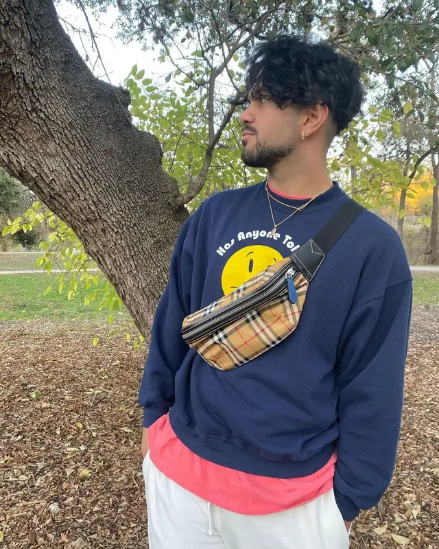 Aries outfit in Vintage, Nike, and Burberry, 2019