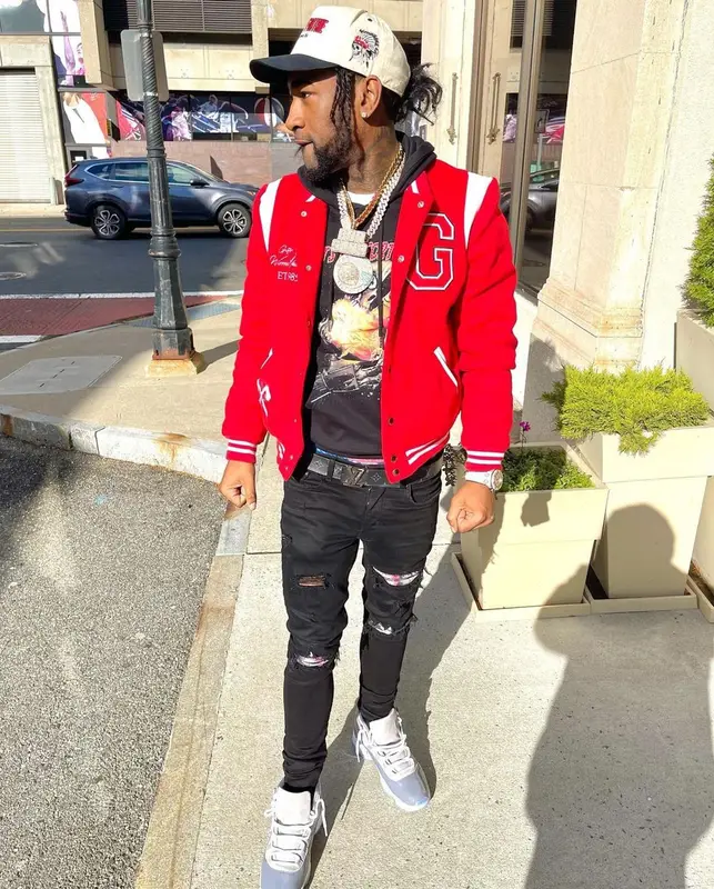 Ron Suno outfit in Amiri, Jordan, and Louis Vuitton, 2021