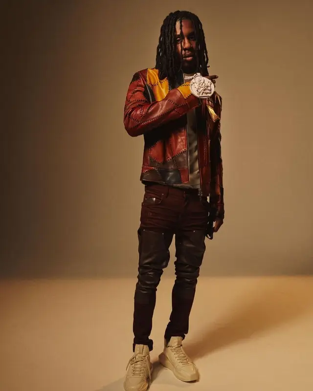 Polo G outfit in Amiri and Rick Owens, 2021