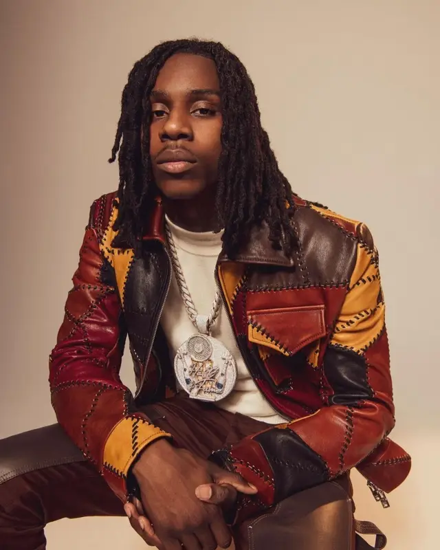 Polo G outfit in Amiri and Rick Owens, 2021