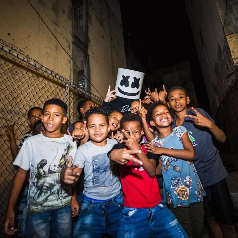 Marshmello outfit in Rhude, Amiri, and Marshmello Merch, 2021