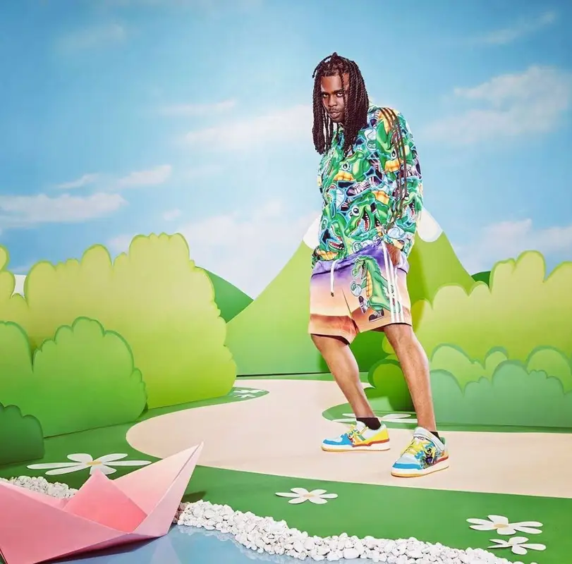 Chief Keef outfit in Adidas and Kerwin Frost, 2021