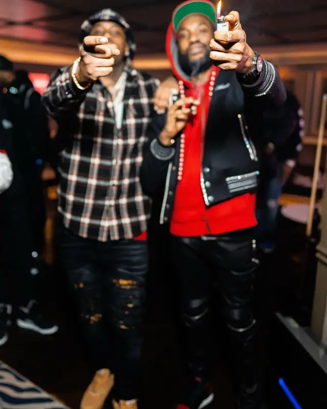 Meek Mill outfit in Amiri and Nike, 2021