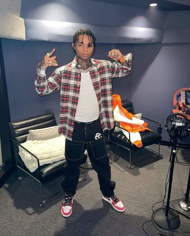 Swae Lee outfit in Polo Ralph Lauren, Calvin Klein, and Telfar, 2021