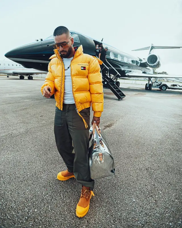Maluma outfit in Tommy Hilfiger, Carrera, and Romeo Hunte, 2021