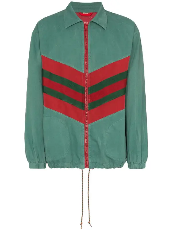 Gucci Contrast Stripe Zipped Green Track Jacket $2500