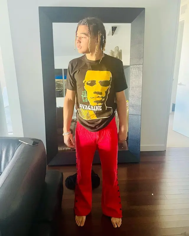 24kGoldn outfit in Novacaine, 2021