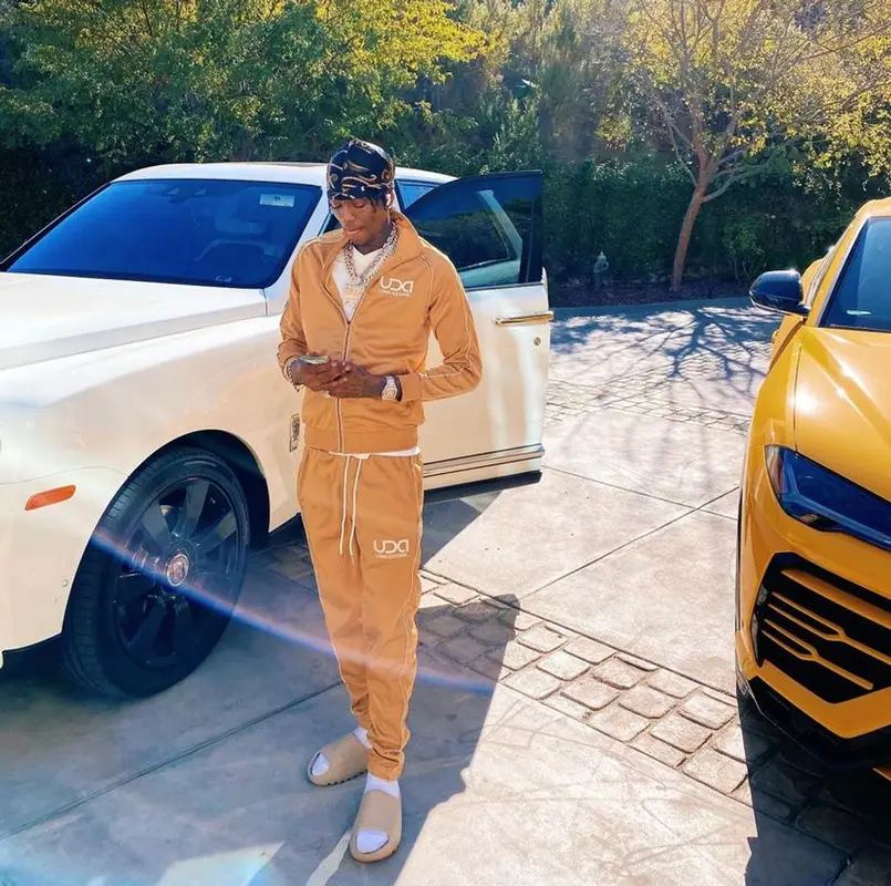 Soulja Boy outfit in Udigg Apparel and Yeezy, 2021