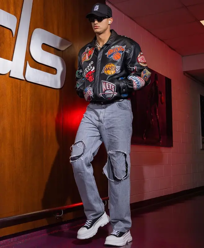 Kyle Kuzma outfit in Jeff Hamilton, Raf Simons, and Childhood Dreams, 2021