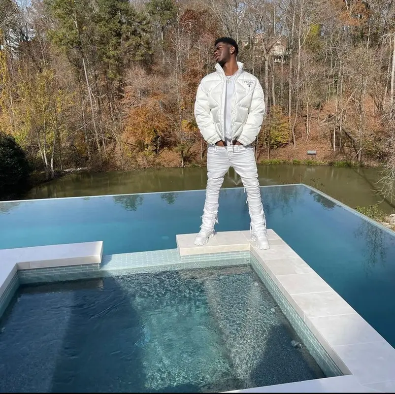 Lil Nas X outfit in Prada and Valabasas, 2021