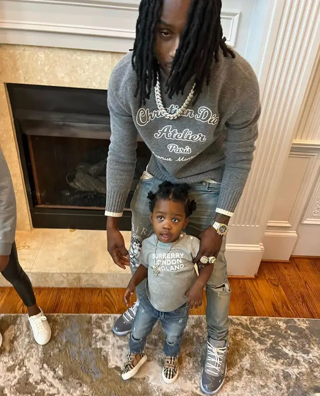 Polo G outfit in Dior, Amiri, and Jordan, 2021