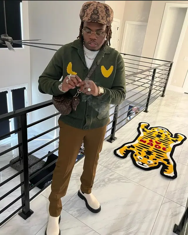 Gunna outfit in Nigo, Cartier, and Louis Vuitton, 2021
