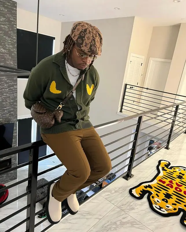 Gunna outfit in Nigo, Cartier, and Louis Vuitton, 2021