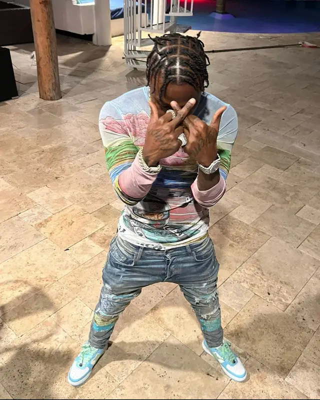 DaBaby outfit in Casablanca, Amiri, and Bape, 2021